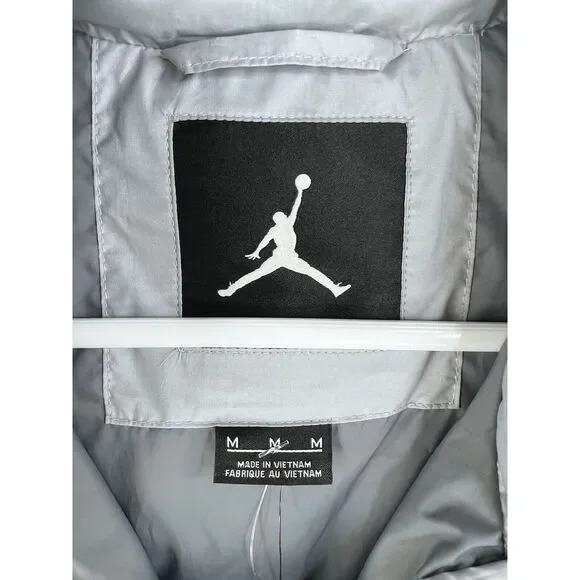 Men's Medium Jordan 550 Fill Down Vest‎ Gray Full Zip 682805 012 Zip Pockets